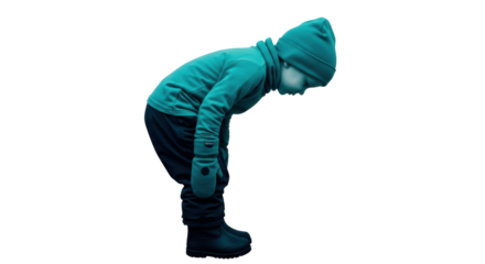 Isolated Boy Looking Down