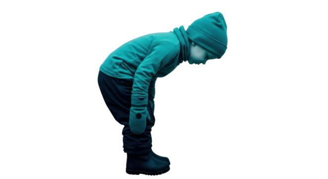 Isolated Boy Looking Down