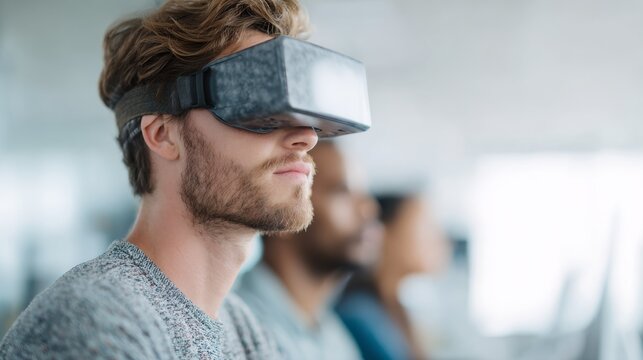 A man wearing a virtual reality headset