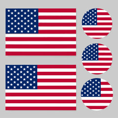 Fototapeta premium Collection of American flag vectors with different angles, textures, and formats—ideal for infographics, branding, posters, or celebratory graphics.