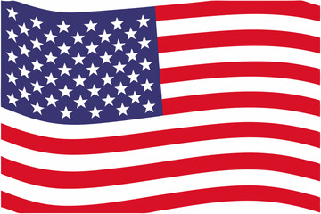 Fototapeta premium Vector illustration of the United States flag featuring stars and stripes in bold red, white, and blue for digital or print use.