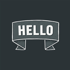 Curved vintage ribbon banner reading 