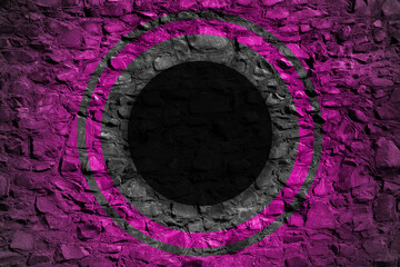 Dark Stone Wall with Magenta Neon Circular Portal Background