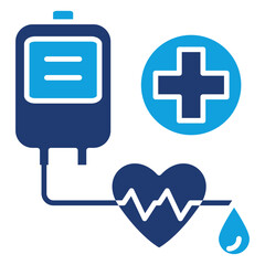 Obraz premium Blood Donor Flat Blue Icon