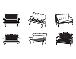 loveseat bench icon line art vector illustration