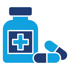 Pill Bottle Flat Blue Icon