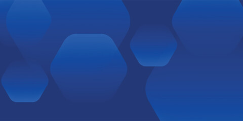 Modern abstract blue background with glowing geometric lines. Blue gradient hexagon shape design. Futuristic technology concept.