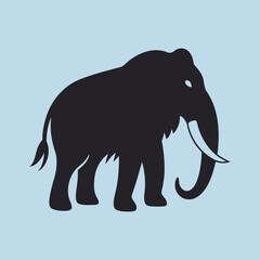 Mammoth With Curved Tusks Silhouette