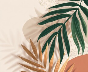 Colorful pam tree leaf frond pattern wallpaper large scale