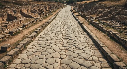 Ancient Roman Road Photo:  Cobblestone Street in Ruins