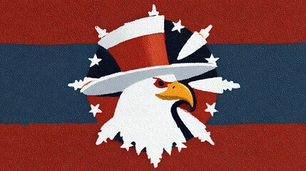 Patriotic Eagle Illustration American Symbol in Vintage Style