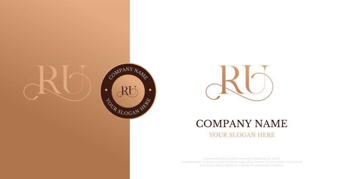 Initial RU Logo Design Vector 