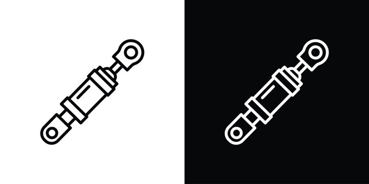 Hydraulic cylinder icon in black. flat graphic vector icon