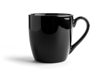 high quality visual of Black mug empty blank for coffee or tea isolated on white