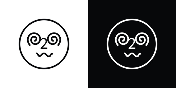 Hypnotized emoji icon in black. flat graphic vector icon