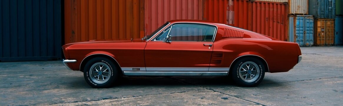 FORD MUSTANG 1967 FASTBACK GTA 390, retro, legend, super sports car, red vintage car