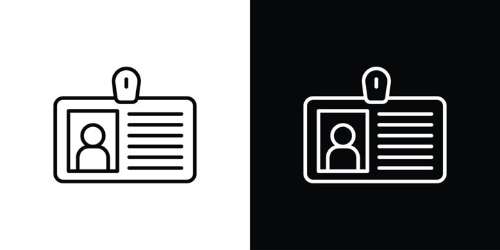 ID badge icon in black. flat graphic vector icon