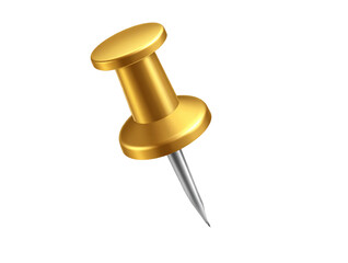 Single Gold Thumbtack Clipart, Transparent Background