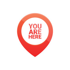 You are here PIN design for navigation systems and location marking. Vector illustration.
