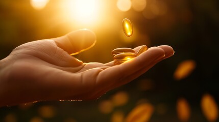 soft focus image of vitamin supplement routine, clean background, healthy modern lifestyle, minimal composition with warm sunlight,