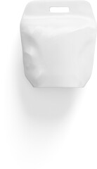 A plain white takeout bag designed for food delivery or takeaway.