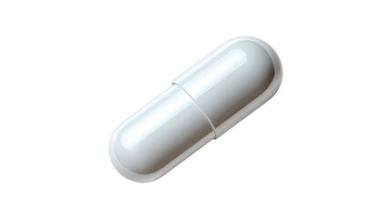 Capsule of wellness: A studio shot of a single white capsule, an evocative symbol of health, medicine, and well-being. The capsule's sleek design speaks of efficacy and innovation.