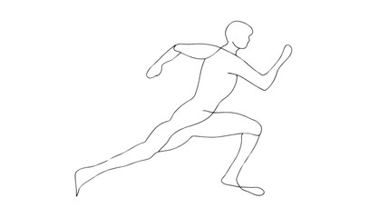 Fototapeta premium Running Silhouette: A dynamic line drawing captures the fluid motion of a runner in full stride, conveying energy, speed, and the essence of athletic pursuit.