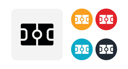 Flat football field icon set