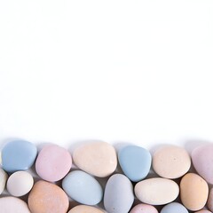 Obraz premium Pastel Colored Stones on White Background rocks pebbles