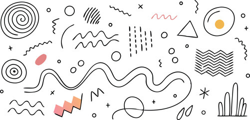 Obraz premium Abstract minimalist doodle line art composition