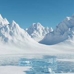 Stunning Winter Landscape: Arctic Mountains, Glacial Ice, Snowscape Photography isolated  background