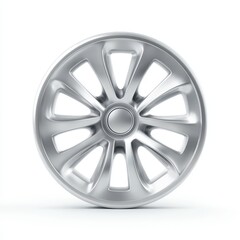 Obraz premium Silver Metallic Multi Spoke Wheel Cover on White Background