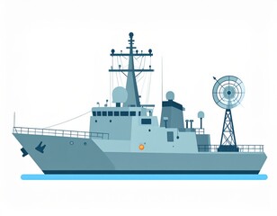 Modern Naval Ship Vector Illustration for Marine and Military Themes