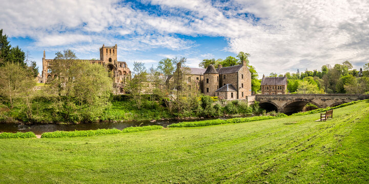 Jedburgh Abbey and the Jed Water Panorama, Jedburgh, Borders, Scotland