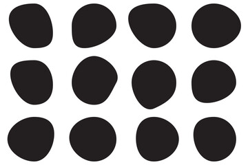 irregular shape vector design illustration .  Abstract black blob shapes against white background . 