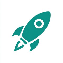 Teal Rocket Icon on White Background