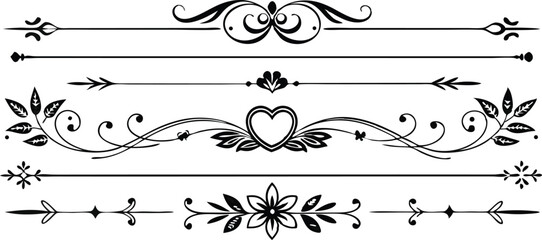 Elegant black and white decorative design elements