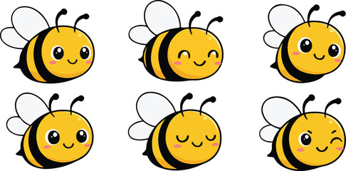 vector illustration of bee honey buzz insect funny cute cartoon mascot character cartoon with 6 poses 02