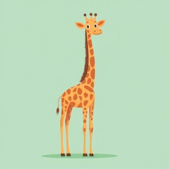 Obraz premium Cartoon giraffe against a pale mint background
