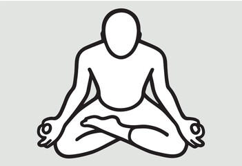 Meditating Figure Outline Design for Zen Practices and Wellness Focused Concepts, Serene Pose, Minimalist Art Style