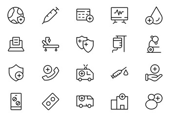 Medicine and Health symbols - minimal thin line web icon set. Outline icons collection. Simple vector illustration.