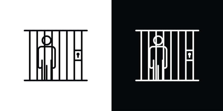 Jail icon in black. flat graphic vector icon