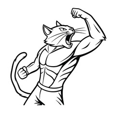 black and white cat cartoon illustration