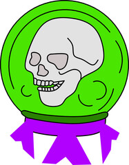 Magic ball with skull illustration 
