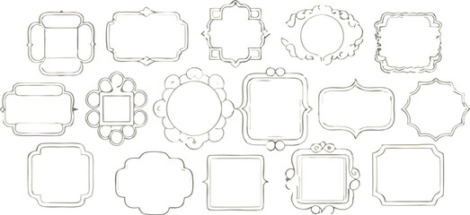 Elegant hand-drawn vintage frames vector set