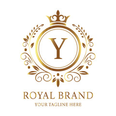 Company vector logo design Y with gold star symbol for business celebration