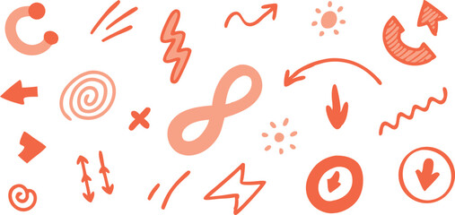 Obraz premium Hand drawn coral doodles and graphic elements