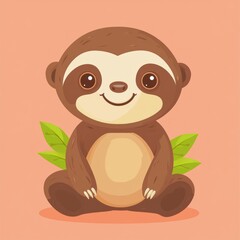 Obraz premium Cute sloth sitting with leaves