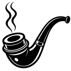 Smoking pipe with smoke isolated on white background