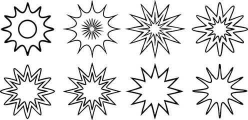 Set of black and white starburst vector elements